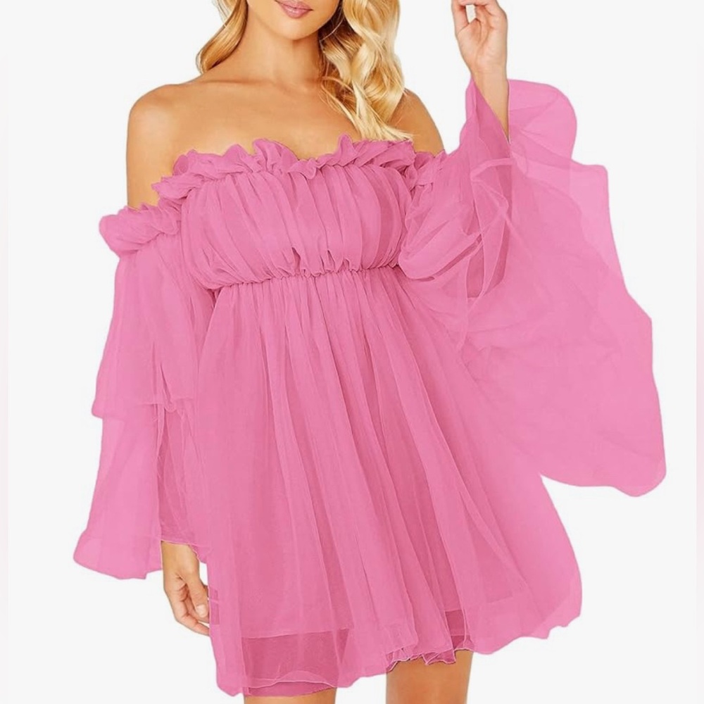 Elegant Pink Off-Shoulder Dress